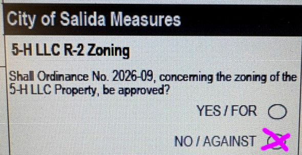 Ballot marked NO